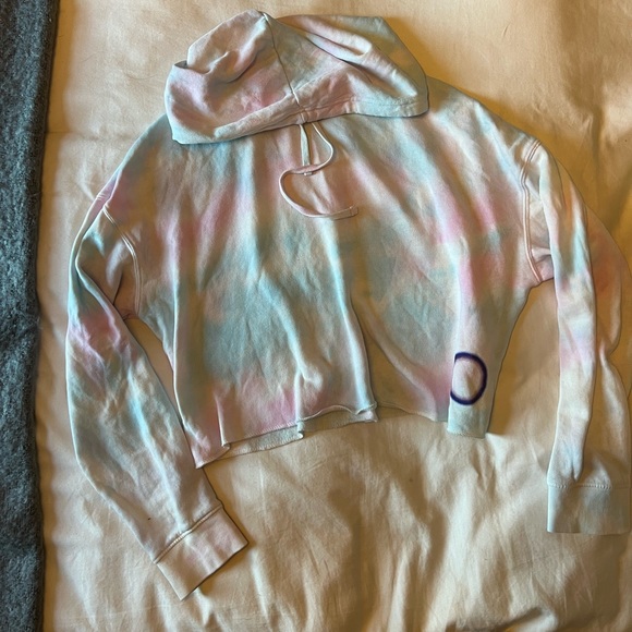 Tie Dye Hoodie - pink and blue cropped - Picture 7 of 10